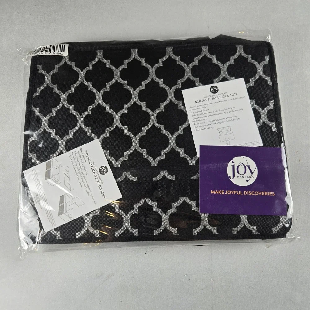 Joy Mangano Huggable Hangers Trunk Organizer w Divider & Insulated Cooler Tote